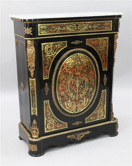 A Louis Phillipe ebonised and red boulle pier cabinet, W.2ft 9in. D.1ft 3in. H.3ft 5in.